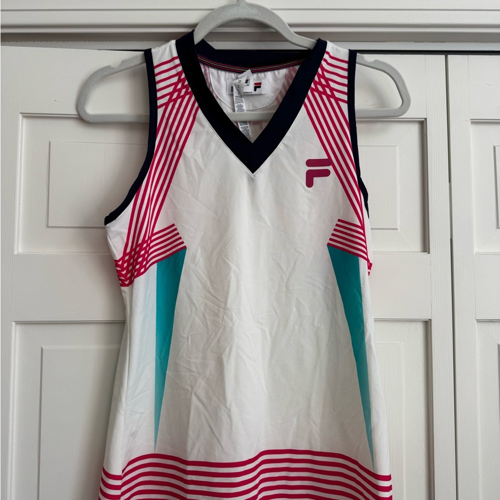 NWOT FILA White and Pink Striped Tennis/Activity Tank Top